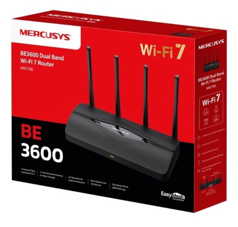 TP-LINK Router BE3600 Mercusys DualBand Wi-Fi 7 SPEED:688 Mbps at 2.4GHz +2880 Mbps at 5GHz MR27BE