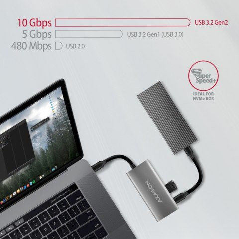 AXAGON HMC-4G2 Hub USB-C 4-portowy, 10Gbps, 2x USB-A, 2x USB-C, aluminiowy, kabel 13 cm