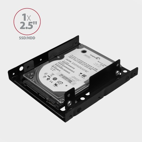 AXAGON RHD-225 Ramka montażowa do zatoki 3,5" na 2x dysk 2,5" HDD/SSD, stalowa, śruby w zestawie, czarna