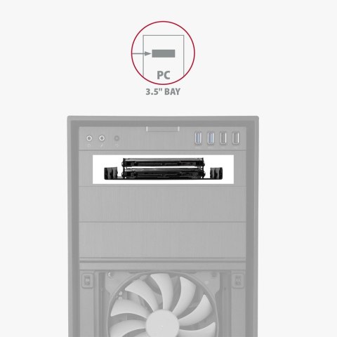 AXAGON RHD-225 Ramka montażowa do zatoki 3,5" na 2x dysk 2,5" HDD/SSD, stalowa, śruby w zestawie, czarna