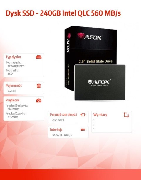AFOX Dysk SSD - 240GB QLC 520 MB/s