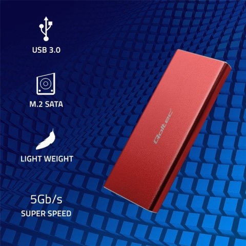 Qoltec QOLTEC OBUDOWA NA DYSK M.2 SSD | SATA | NGFF | USB 3.0 | SUPER SPEED 5GB/S | 2TB | CZERWONY