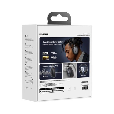 Baseus Słuchawki bezprzewodowe Baseus Inspire XH1 Sound by Bose ANC Dolby Audio kolor Czarna Dziura