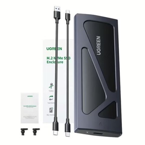 UGREEN Obudowa Ugreen CM578 15512 na dysk M.2 NVMe 10Gbps - czarna + kabel USB-C / USB-A + kabel USB-C / USB-C