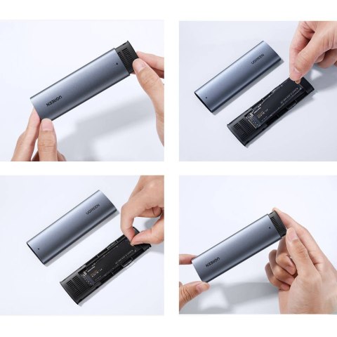 UGREEN Ugreen kieszeń na dysk obudowa dysku twardego M.2 B-Key SATA 3.0 5Gbps szary + kabel USB Typ C (CM400)