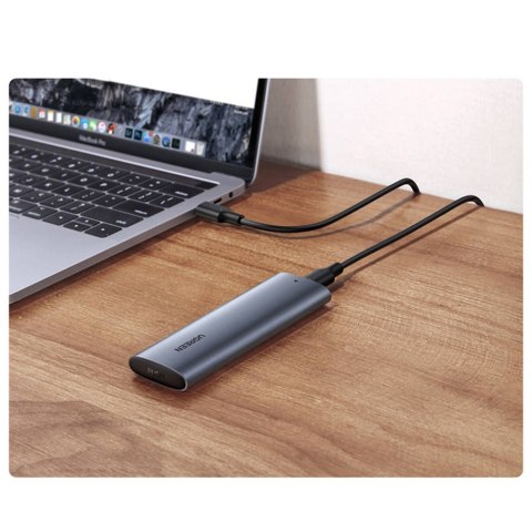 UGREEN Ugreen kieszeń na dysk obudowa dysku twardego M.2 B-Key SATA 3.0 5Gbps szary + kabel USB Typ C (CM400)