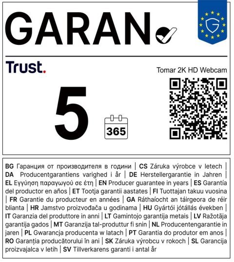 Trust Kamera internetowa Tomar 2K QHD czarna
