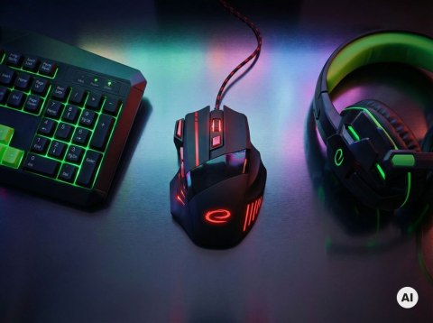 Esperanza Mysz przewodowa gaming LED 7D OPT. USB Esperanza WOLF EGM201R czerwona