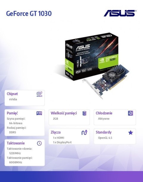 Asus Karta graficzna GeForce GT 1030 2GB GDDR5 64BIT HDMI/DP/HDCP