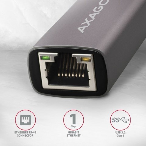 AXAGON ADE-TR Karta sieciowa USB-A 5Gbps, port RJ-45 1Gbps, chipset Realtek RTL8153, autoinstalacja, Wake-on-LAN, aluminiowa, kabel 15 