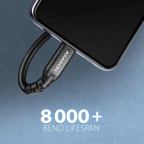 AXAGON BUCM32-CF10AB Przedłużacz USB-C (wtyk) - USB-C (gniazdo) 1 m, USB 20Gbps, PD 240W, wideo 8K/60Hz, aluminiowe wtyki, w oplocie, c