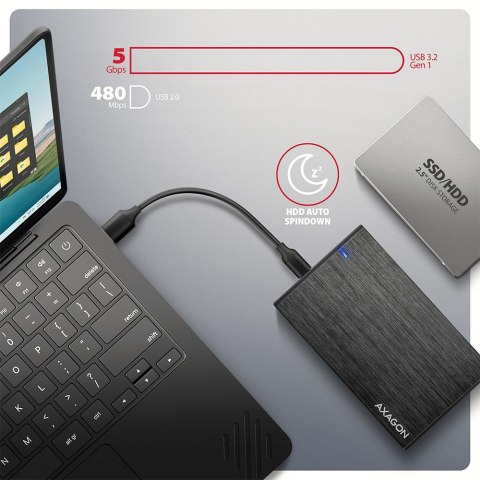 AXAGON EE25-XA6C Obudowa zewnętrzna na dysk 2,5" SATA SSD/HDD (do 9,5 mm), USB-C 5Gbps, UASP/TRIM, aluminiowa, kabel USB-C - USB-A 50 c