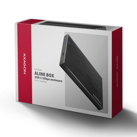 AXAGON EE25-XA6C Obudowa zewnętrzna na dysk 2,5" SATA SSD/HDD (do 9,5 mm), USB-C 5Gbps, UASP/TRIM, aluminiowa, kabel USB-C - USB-A 50 c