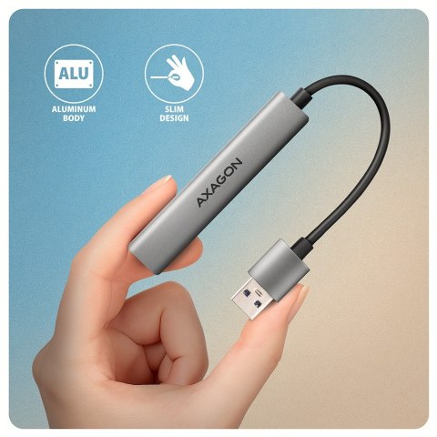 AXAGON HUE-STA Hub USB-A ALU STRIP 4-portowy, 1x USB-A 5Gbps, 2x USB-A 2.0, 1x USB-C 2.0, kabel 12 cm