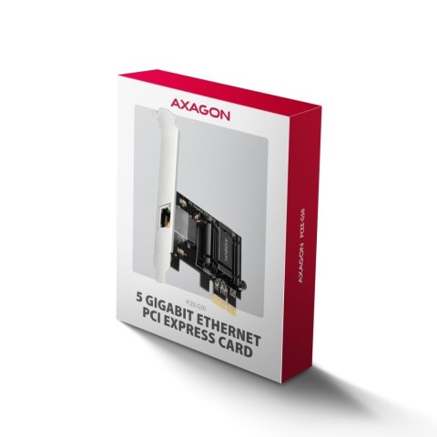 AXAGON PCEE-G50 Karta sieciowa PCIe 3.1 x1, port RJ-45 5GbE (5/2.5/1G), chipset Realtek RTL8126, PXE, Wake-on-LAN, radiator, śledź SP/L