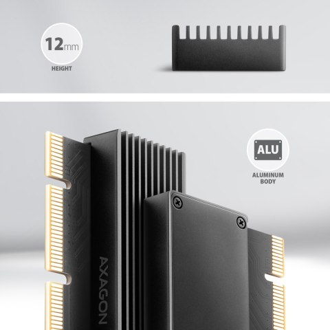 AXAGON PCEM2-XS Adapter PCIe x4 na dysk M.2 NVMe 2230-2280, radiator aluminiowy, LED, bootowalny