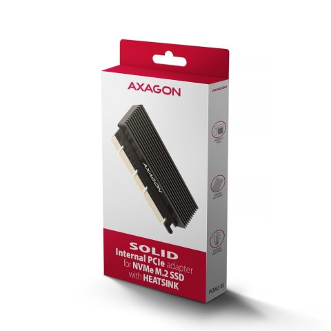 AXAGON PCEM2-XS Adapter PCIe x4 na dysk M.2 NVMe 2230-2280, radiator aluminiowy, LED, bootowalny