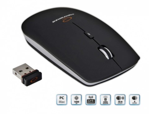 Esperanza Mysz bezprzewodowa 2.4GHZ 4D OPT. USB Esperanza SATURN EM120K czarna