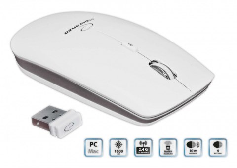 Esperanza Mysz bezprzewodowa 2.4GHZ 4D OPT. USB Esperanza SATURN biała