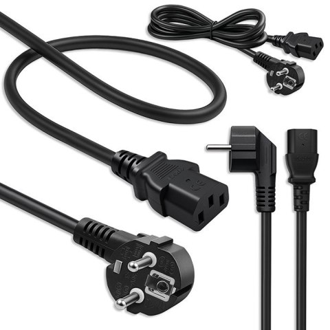 Qoltec Kabel zasilający | wtyczka kątowa SCHUKO CEE 7/7 (E/F) | IEC C13 | 3x0.75mm2 | czysta miedź Cu | 1.8m