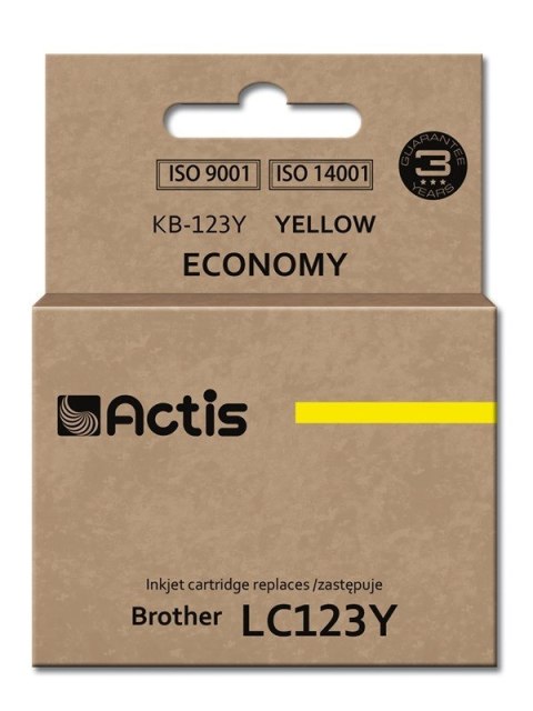 ACTIS Actis KB-123Y Tusz (zamiennik Brother LC123Y/LC121Y; Standard; 10 ml; żółty)