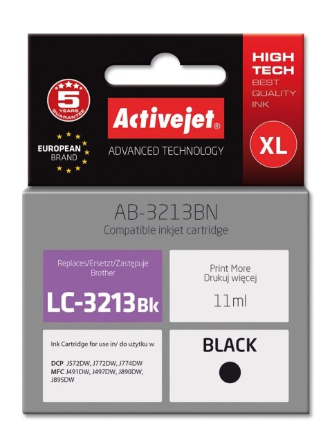 Activejet Activejet AB-3213BN Tusz (zamiennik Brother LC3213BK; Supreme; 11 ml; czarny)