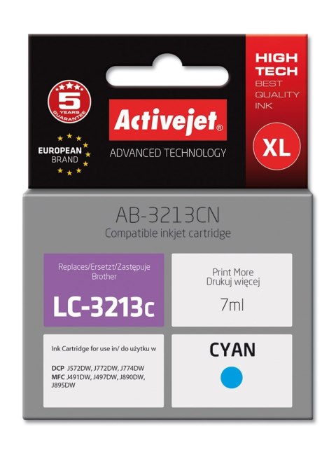 Activejet Activejet AB-3213CN Tusz (zamiennik Brother LC3213C; Supreme; 7 ml; niebieski)