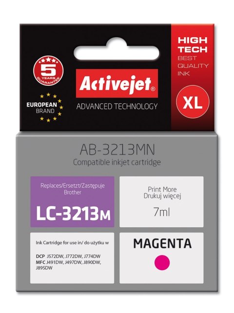 Activejet Activejet AB-3213MN Tusz (zamiennik Brother LC3213M; Supreme; 7 ml; purpurowy)