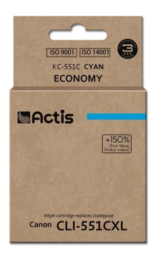 ACTIS Actis KC-551C Tusz (zamiennik Canon CLI-551C; Standard; 12 ml; niebieski)