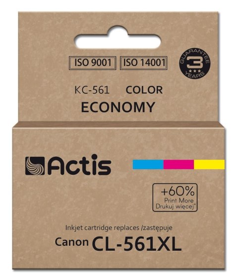 ACTIS Actis KC-561 Tusz (zamiennik Canon CL-561XL; Supreme; 18 ml; czerwony, niebieski, żółty). Drukuje więcej o 60% względem OEM.