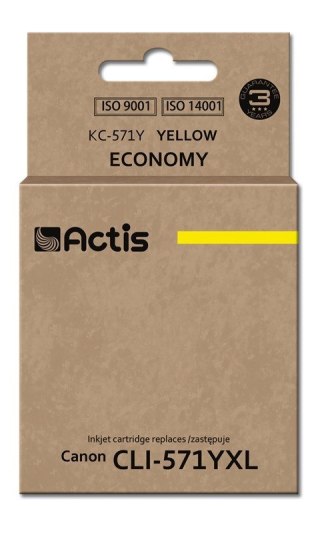 ACTIS Actis KC-571Y Tusz (zamiennik Canon CLI-571Y; Standard; 12 ml; żółty)