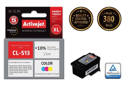Activejet Activejet AC-513R Tusz (zamiennik Canon CL-513; Premium; 15 ml; kolor)