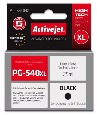 Activejet Activejet AC-540NX Tusz (zamiennik Canon PG-540XL; Supreme; 25 ml; czarny)