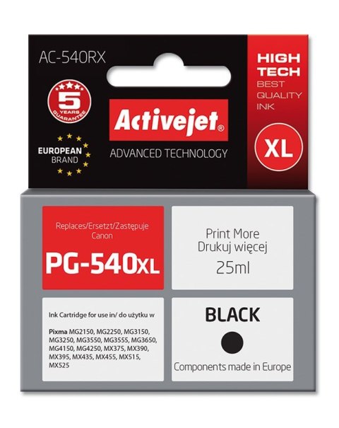 Activejet Activejet AC-540RX Tusz (zamiennik Canon PG-540XL; Premium; 25 ml; 700 stron, czarny)