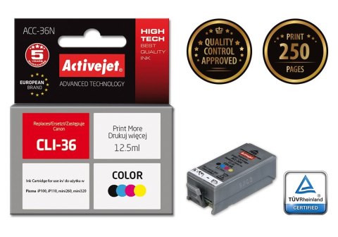 Activejet Activejet ACC-36N Tusz (zamiennik Canon CLI-36; Supreme; 12,5 ml; kolor)