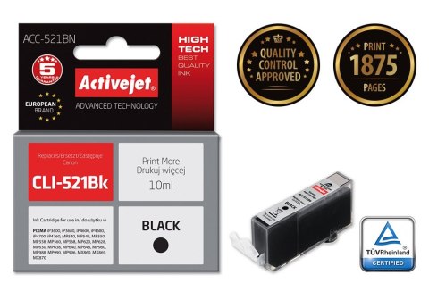 Activejet Activejet ACC-521BN Tusz (zamiennik Canon CLI-521Bk; Supreme; 10 ml; czarny)