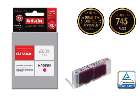 Activejet Activejet ACC-551MN Tusz (zamiennik Canon CLI-551M; Supreme; 15 ml; czerwony)