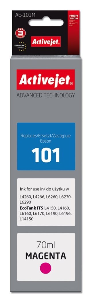 Activejet Activejet AE-101M Buteleczka z tuszem z atramentem (zamiennik Epson 101; Supreme; 70 ml; czerwony)