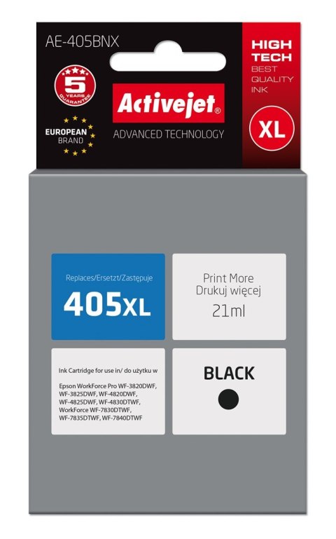 Activejet Activejet AE-405BNX Tusz (zamiennik Epson 405XL C13T05H14010; Supreme; 21ml; czarny)