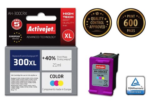 Activejet Activejet AH-300CRX Tusz (zamiennik HP 300XL CC644EE; Premium; 21 ml; kolor)
