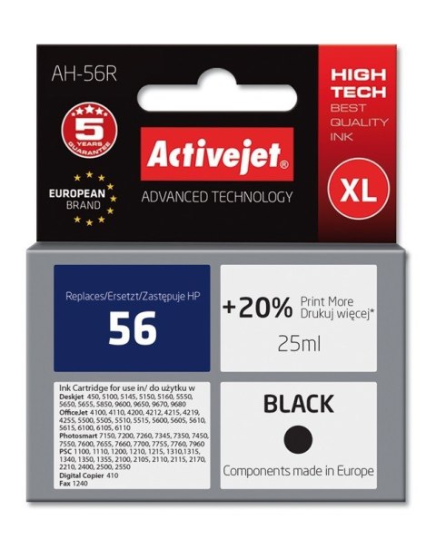 Activejet Activejet AH-56R Tusz (zamiennik HP 56 C6656A; Premium; 25 ml; czarny)