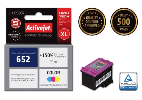Activejet Activejet AH-652CR Tusz (zamiennik HP 652 F6V24AE; Premium; 21 ml; kolor)