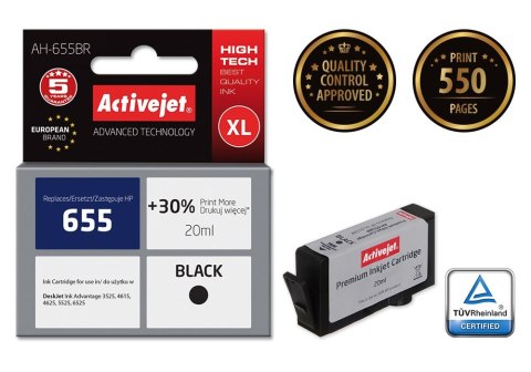 Activejet Activejet AH-655BR Tusz (zamiennik HP 655 CZ109AE; Premium; 20 ml; czarny)