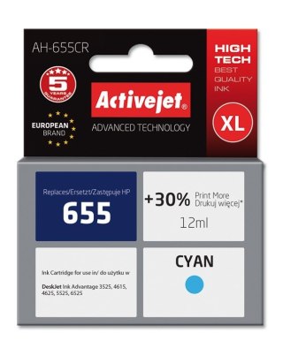 Activejet Activejet AH-655CR Tusz (zamiennik HP 655 CZ110AE; Premium; 12 ml; niebieski)