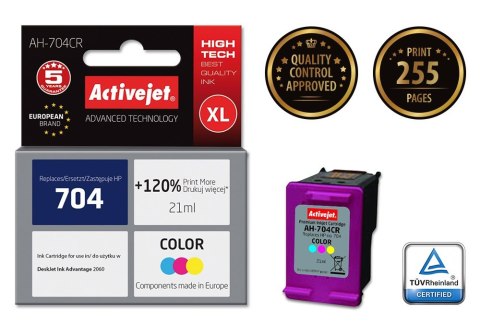 Activejet Activejet AH-704CR Tusz (zamiennik HP 704 CN693AE; Premium; 21 ml; kolor)