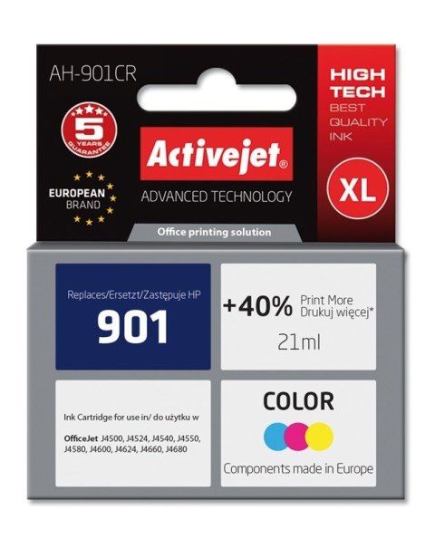 Activejet Activejet AH-901CR Tusz (zamiennik HP 901 CC656AE; Premium; 21 ml; kolor)