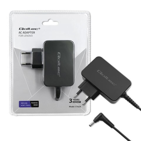 Qoltec QOLTEC ZASILACZ DO LENOVO 65W | 20V | 3.25A | 4.0*1.7
