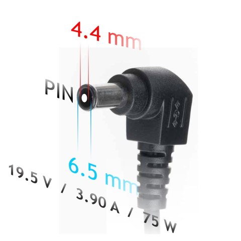 Akyga Zasilacz sieciowy Akyga AK-ND-19 do notebooka Sony (19,5 V; 3,9 A; 75W; 6.5 mm x 4.4 mm)