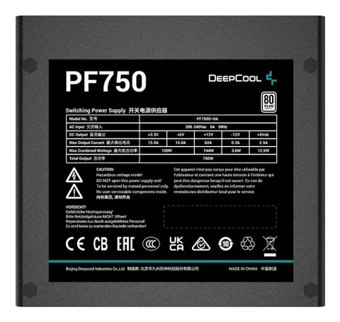 DEEPCOOL Zasilacz DeepCool PF750 750W 80 Plus