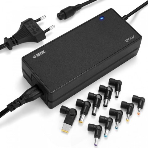 IBOX UNIWERSALNY ZASILACZ DO LAPTOPA I-BOX IUZ120WA AUTO, 10 WTYCZEK